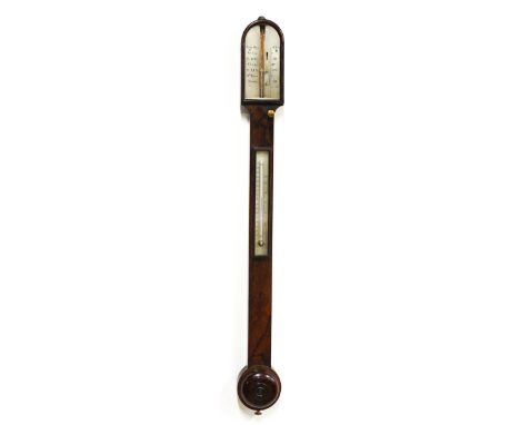 A ROSEWOOD STICK BAROMETERLate 19th CenturyWith silvered scale, 94cm high