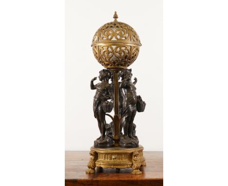 AFTER AUGUSTE MOREAU: A FIGURAL TABLE LAMP WITH THREE CHERUBS20th CenturyThe gilt-metal base surmounted by three spelter cher