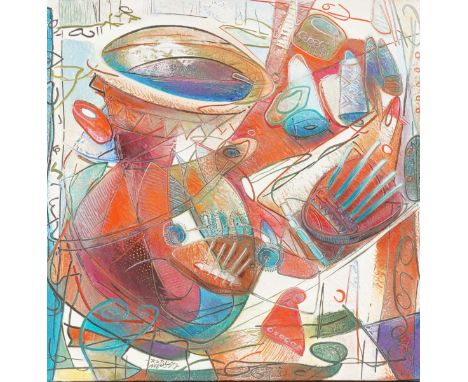 ROBERT BEVAN SLINGSBY (SOUTH AFRICAN, B. 1955) (2)Untitled, Abstract composition with reds and blues
signed and dated 'R. B. 