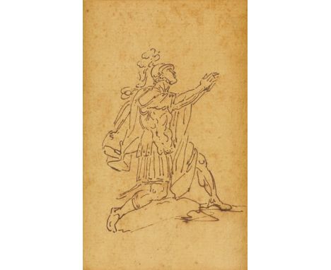 ITALIAN SCHOOL, 18TH CENTURY (4)Study of a centurion; Study of crouching man
two, pen and ink
the largest 13.5 x 8.5cm
togeth