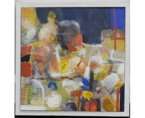 Colleen Penny (20thC). Battlefield, acrylic on canvas, unsigned, 40cm x 40cm.  Artist label verso, with price ticket. 