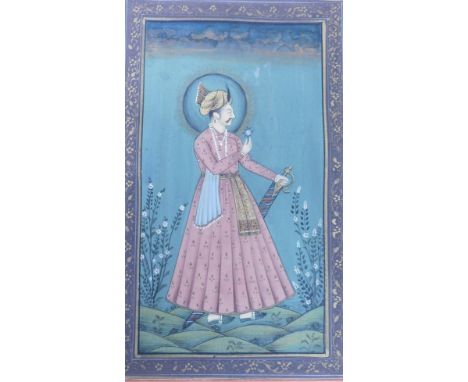 20thC Indian School. Portrait, gentleman in flowing robes, watercolour, unsigned, 18cm x 12cm, various other Indian material 