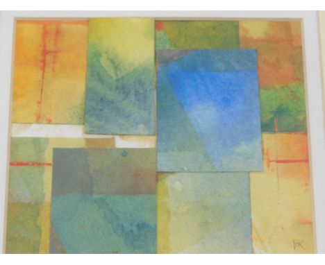 Terence C. Rees (b.1936). Squares and Rectangles, watercolour, collage, initialled, 17cm x 20cm, and various other works by t