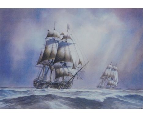 David C. Bell (b.1950). HMS Victory 1805, artist signed limited edition print number 8/100, 15cm x 20cm. 