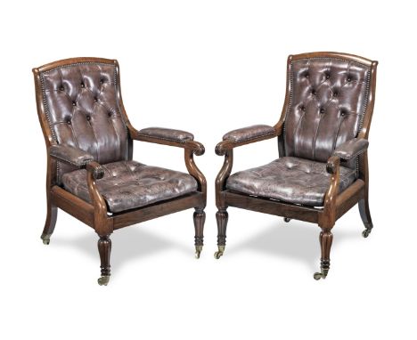 A pair of William IV 'Wilkie Patent' rosewood library armchairsby John Wilkie or the firm of Wilkie and CochranCirca 1835, ea