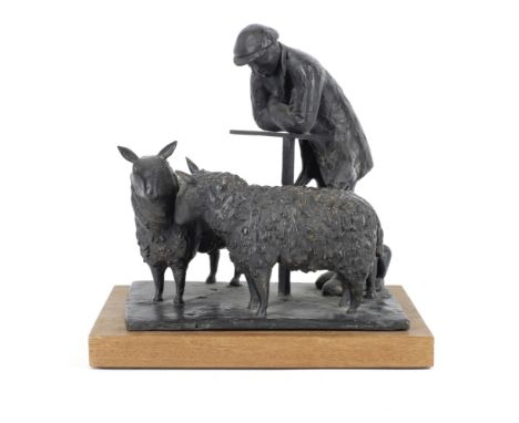 Catharni Stern (British, 1925-2015)Shepherd and two sheepsigned, numbered and dated 'Catharni Stern 1/1 1989' (to side of bas