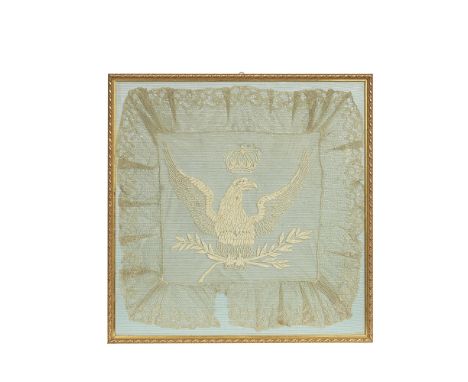 A charming Embroidery with Imperial Eaglethe regal bird with wings outstretched, its head turned to sinister with an elaborat