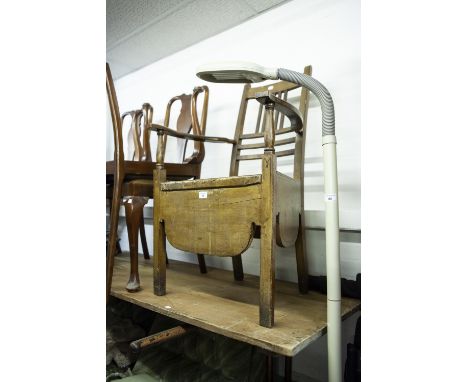 BEECHWOOD COMMODE ARMCHAIR WITH RUSH SEAT 