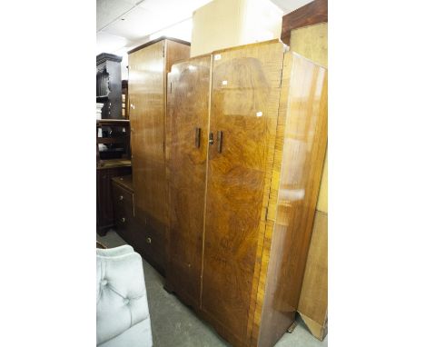 A 1930's WALNUTWOOD SMALL TWO DOOR WARDROBE AND A LEBUS SINGLE DOOR WARDROBE 