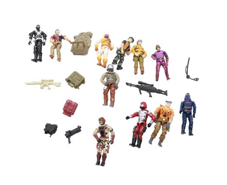 Hasbro GI Joe action figures, seventeen, including Air Wave, with helmet, machine gun and brown sack; Spearhead, with 'Max', 