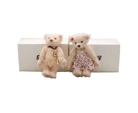 Two modern Steiff limited edition teddy bears, inlcuding RHS Chelsea Flower Show Centenary bear, cream mohair, white label 66