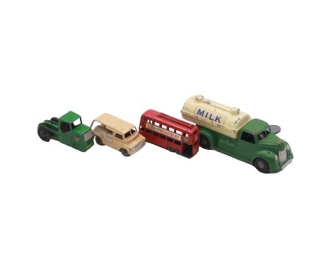 Chad Valley clockwork Milk Tanker, no. 233; and other loose diecast vehicles, including Lesney, Meccano Dinky, Corgi, Budgie 