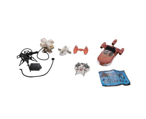 Palitoy/Kenner Star Wars vehicles and accessories, six including Landspeeder, Slave 1, Cloud Car, Snow Speeder, Vehicle Maint