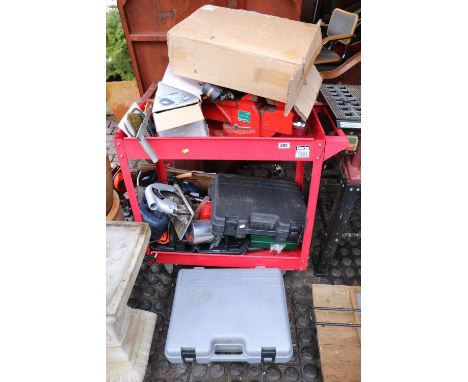 Clarke Metal workshop Trolley, Metal Kamasa tools bench Vice VT1002N Vice and assorted Tools 