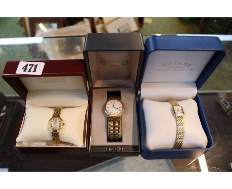 2 Ladies Rotary wristwatches and a Seiko wristwatch 