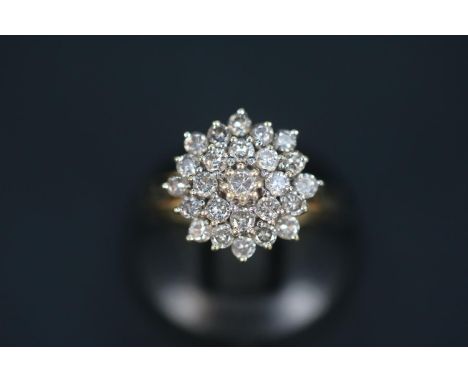 Impressive Ladies 18ct Gold Diamond Cluster ring 1.5ct total Diamond weight. 6.6g total weight Size O 