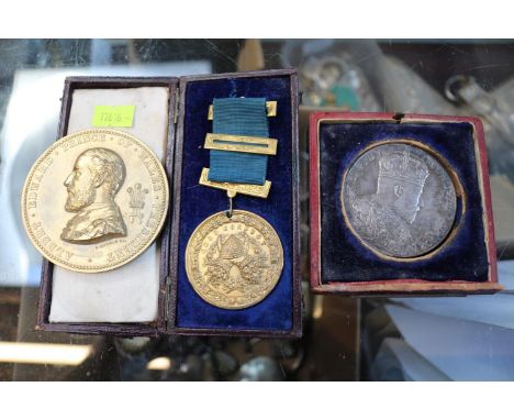 Boxed Good Conduct Reward of Merit, Edward VII 1902 Silver Medallion and a Prince of Wales International Exhibition of Fine A