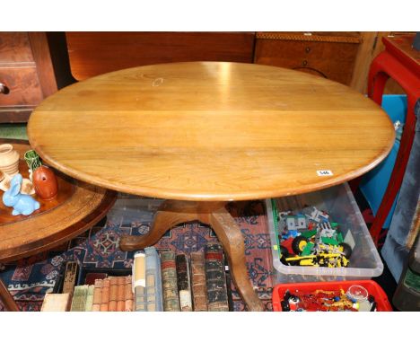 Late 19thC Oval Tilt Top Pine table on Tripod base 