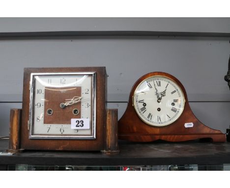 Comitti of London Napoleons hat mantel clock and a Smiths Enfield oak cased clock 
