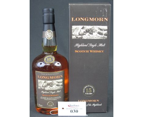 Longmorn Highland Single Malt Scotch Whisky matured in oak casks for 15 years, 70cl., 45% vol. in original square cardboard b