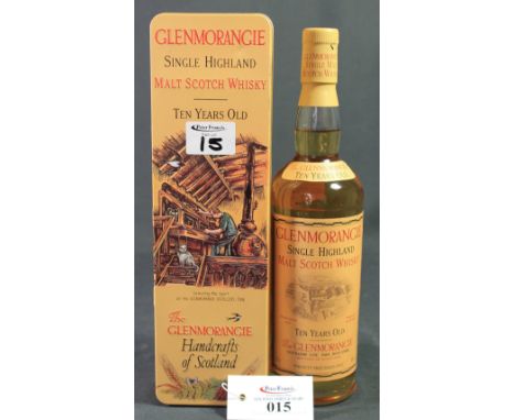 Glenmorangie Single Highland Malt Scotch Whisky, 10 years old, 75cl, 43% vol. in original Hand Craft of Scotland rectangular 