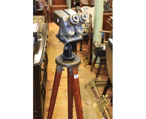 W. Ottway vintage field glasses on wooden tripod