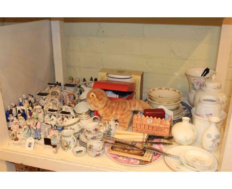 Collection of Victorian fairing's, Steiff cat, Wedgwood, Doulton Bunnykins, Ringtons, child's tea ware etc
