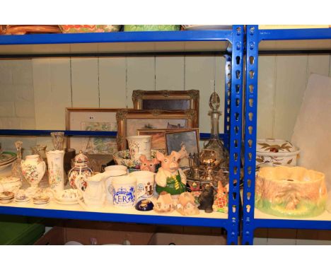 Two Wade pigs, two Worcester 'Evesham' tureens, pictures, glass, china, metalware, etc