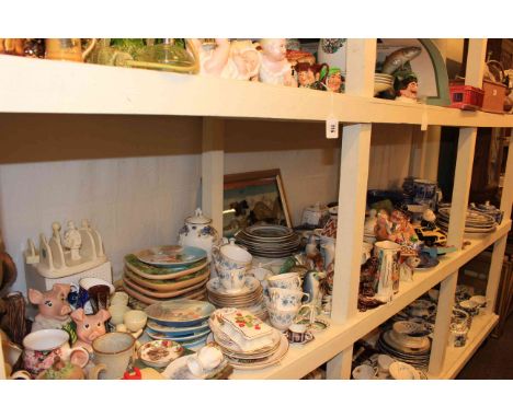 Ringtons ware, Wade pigs, novelty teapots, pottery plaques, Colclough tea china, collectors plates, etc