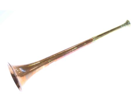 Copper and brass hunting horn