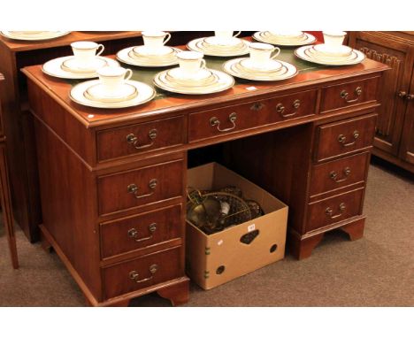 Mahogany eight drawer pedestal desk