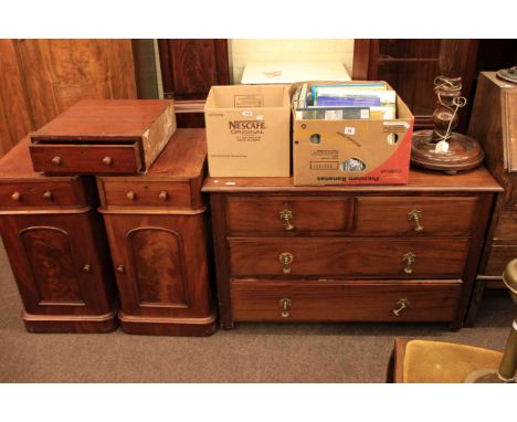 Victorian mahogany pedestal desk and four drawer chest (2)