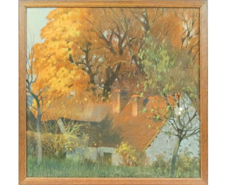 Türcke, Franz Theodor (Dresden, Berlin 1877-1957) "Unter Bäumen" – Herbstlandschaft mit Bauernhaus  "Im Abendlicht" – Parklan