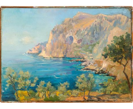 Deutscher Maler in Italien (um 1900) Steilküste von Capri  Öl auf Lwd. 25×35 cm. Bez. Site Muralt Capri (undeutl. lesbar). (Ü