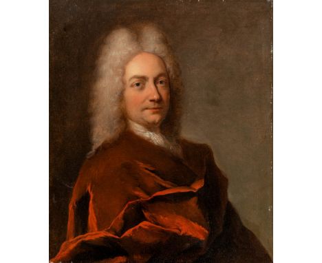 Französischer Maler  (17. Jh.) Porträt eines Adligen   Mit grauer Allongeperücke in roter Robe. Lwd. (doubl.) 33,5×29 cm. R. 