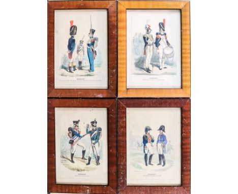 Vier Uniformstiche "Kaisergarde"  als kol. Federlithographien aus "Der Soldat d. Französischen Republik u. d. Kaiserreichs", 