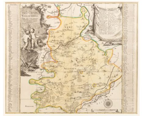 Sachsen - Amt Weissenfels  M. 18. Jh. Accurate Geopraphische Delineation des Hoechstf. sachß. Amtes Weissenfels... Kupferstic