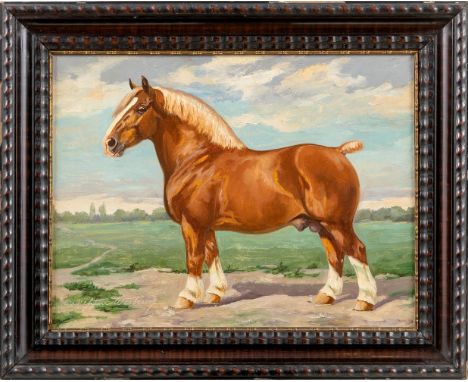Westerop, Wilhelm (1876-1954, lebte in Potsdam) Kaltblüter  Sign. Öl auf Lwd. Ca. 32,5×42,5 cm. R. (59800)