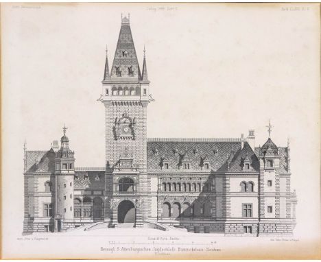 Hummelshain  Herzogl. S. Altenburgisches Jagdschloss. Stahlstich. 21×26 cm. Aus: Arch. Skizzenbuch, Jg. 1882, Heft II. R. (45