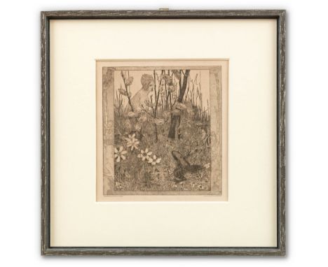 Vogeler, Heinrich (Bremen, Kasachische SSR 1872-1942) Froschbraut  1899 Radierung. Ca. 14,5×13,5 auf 19,5×21 cm. In der Platt
