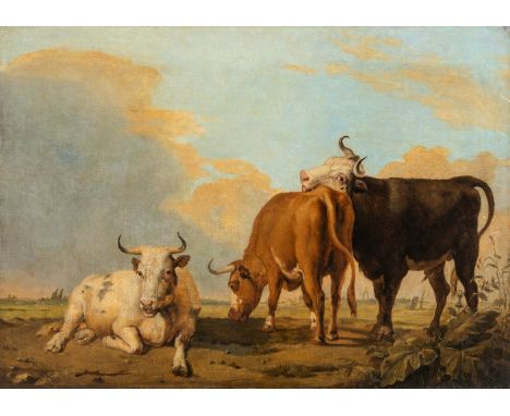 Strij, Jacob van (Dordrecht 1756-1815) , zugeschriebenDrei Rinder auf der Weide  Lwd. (doubl.) 47×65 cm. R. (59800)