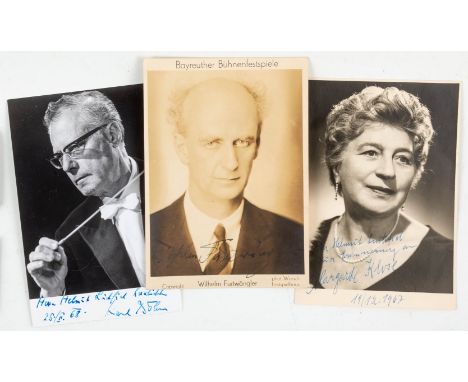 Wilhelm Furtwängler, Karl Böhm, Margarete Klose  Drei Autogramm- und Porträtpostkarten aus der Opernwelt: a) Wilhelm Furtwäng