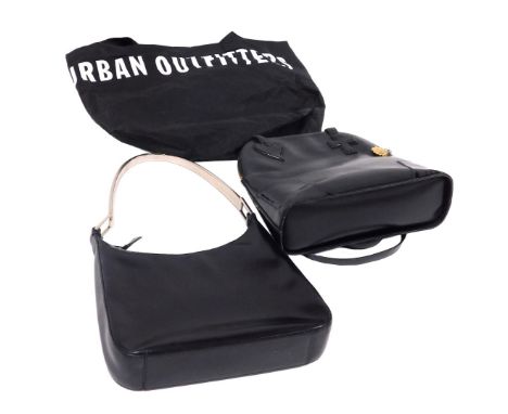 A Prada black calf leather handbag, with a metal handle, together with a Christian Lacroix Darling leather and patent leather