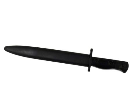 A British SLR1A3 bayonet, dated 71 and bearing serial no. 9600257, with scabbard, 32cm long.