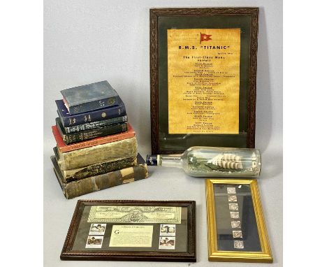WHITE STARLINE SOUTHAMPTON MENU - reproduction framed and glazed, signed, 'R M S Titanic, April 14th 1912, The First Class Me