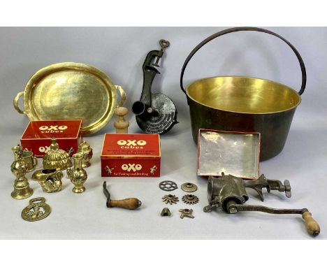 KITCHENALIA - Follows &amp; Baites vintage 'The Rapid Marmalade Cutter', a Russiin No 0 vintage mincer, large circular brass 