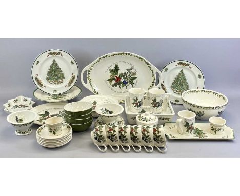 PORTMEIRION 'THE HOLLY &amp; THE IVY' TABLEWARE - designed by Anwyl Cooper-Willis, including an oval two-handled platter, squ