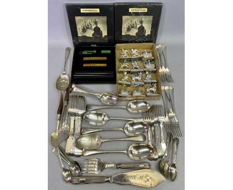 MIXED LOOSE EPNS CUTLERY &amp; COLLECTABLES GROUP - cutlery includes five large tablespoons in A1 plate by Collis &amp; Co, 6