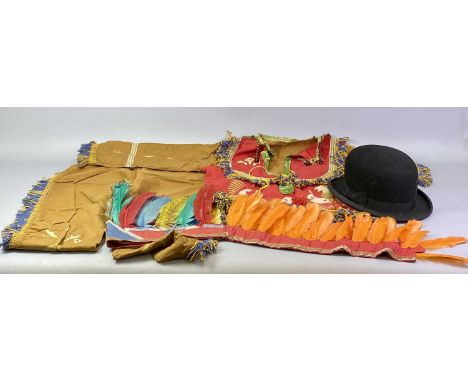 CHILD'S NATIVE AMERICAN OUTFIT - circa 1930s with trousers, tunic and feather hat and a Woodrow London vintage top hat