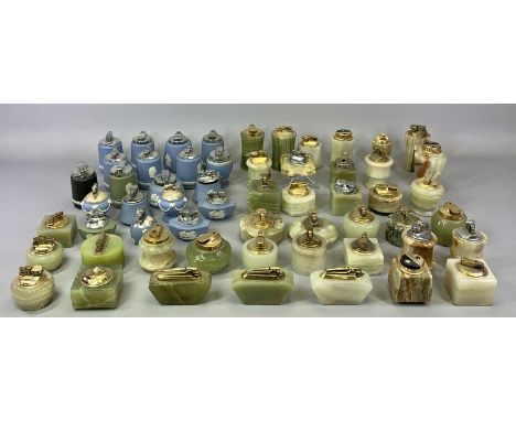 WEDGWOOD JASPER CAMEO TABLE LIGHTERS COLLECTION, approx 19, a collection of onyx table lighters, approx 38 and an onyx and gi